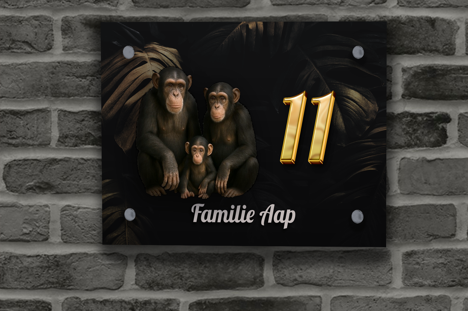 Chimpansee Naambordje 1